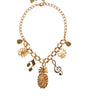 Collier musical Dolce & Gabbana en laiton doré avec chaîne et cristaux ananas