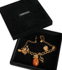 Collier musical Dolce & Gabbana en laiton doré avec chaîne et cristaux ananas