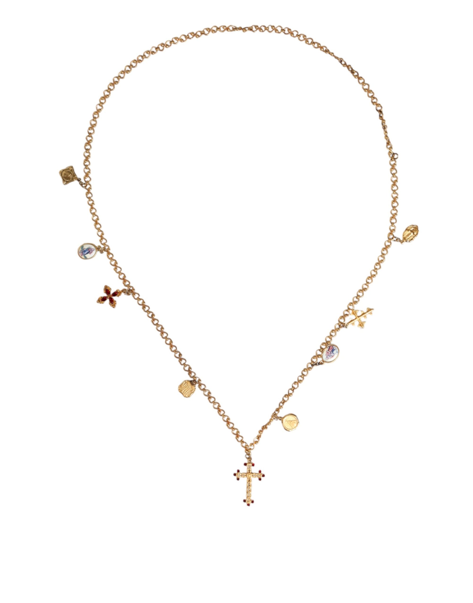 Collier Dolce & Gabbana avec pendentif croix religieuse en laiton doré