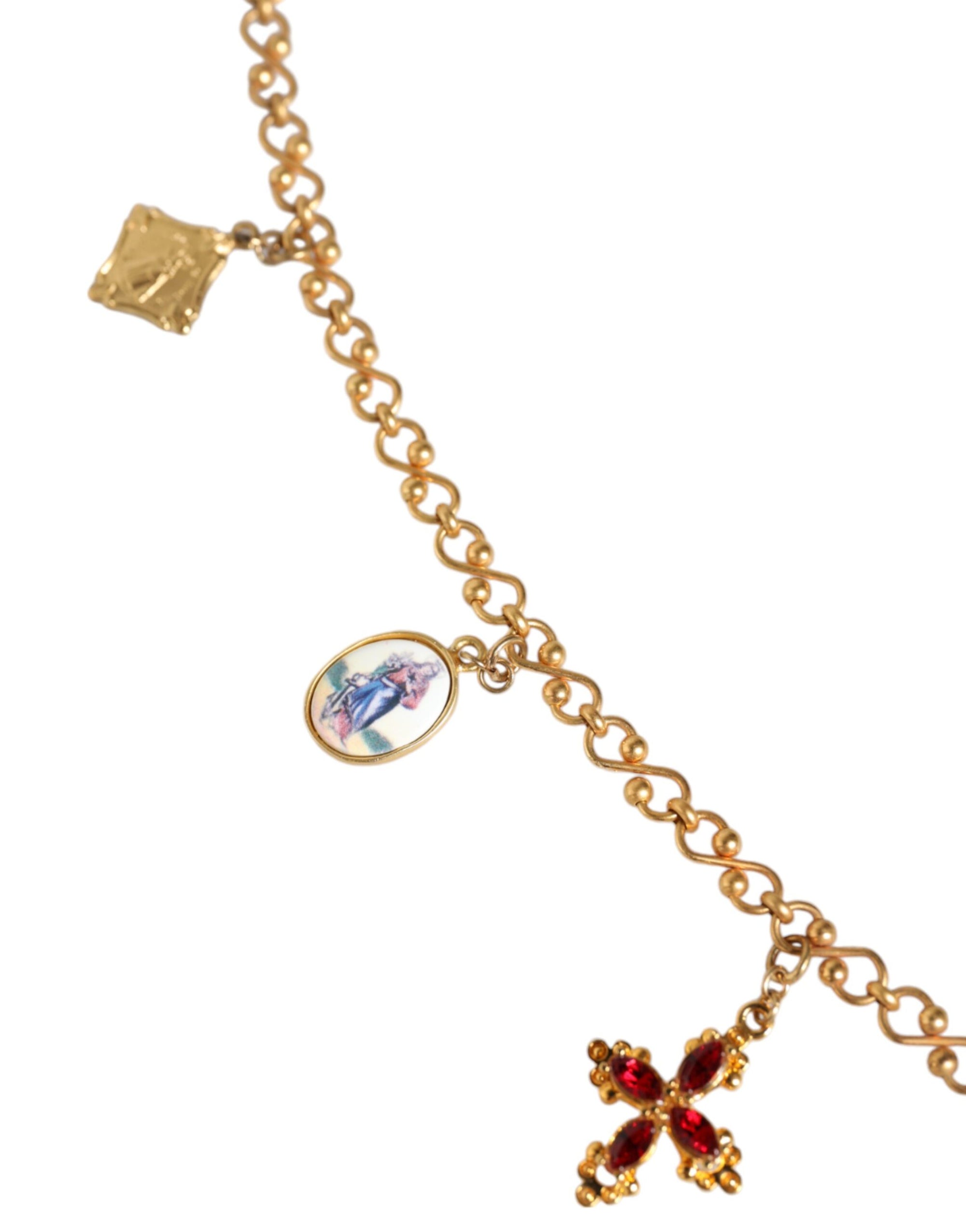 Collier Dolce & Gabbana avec pendentif croix religieuse en laiton doré