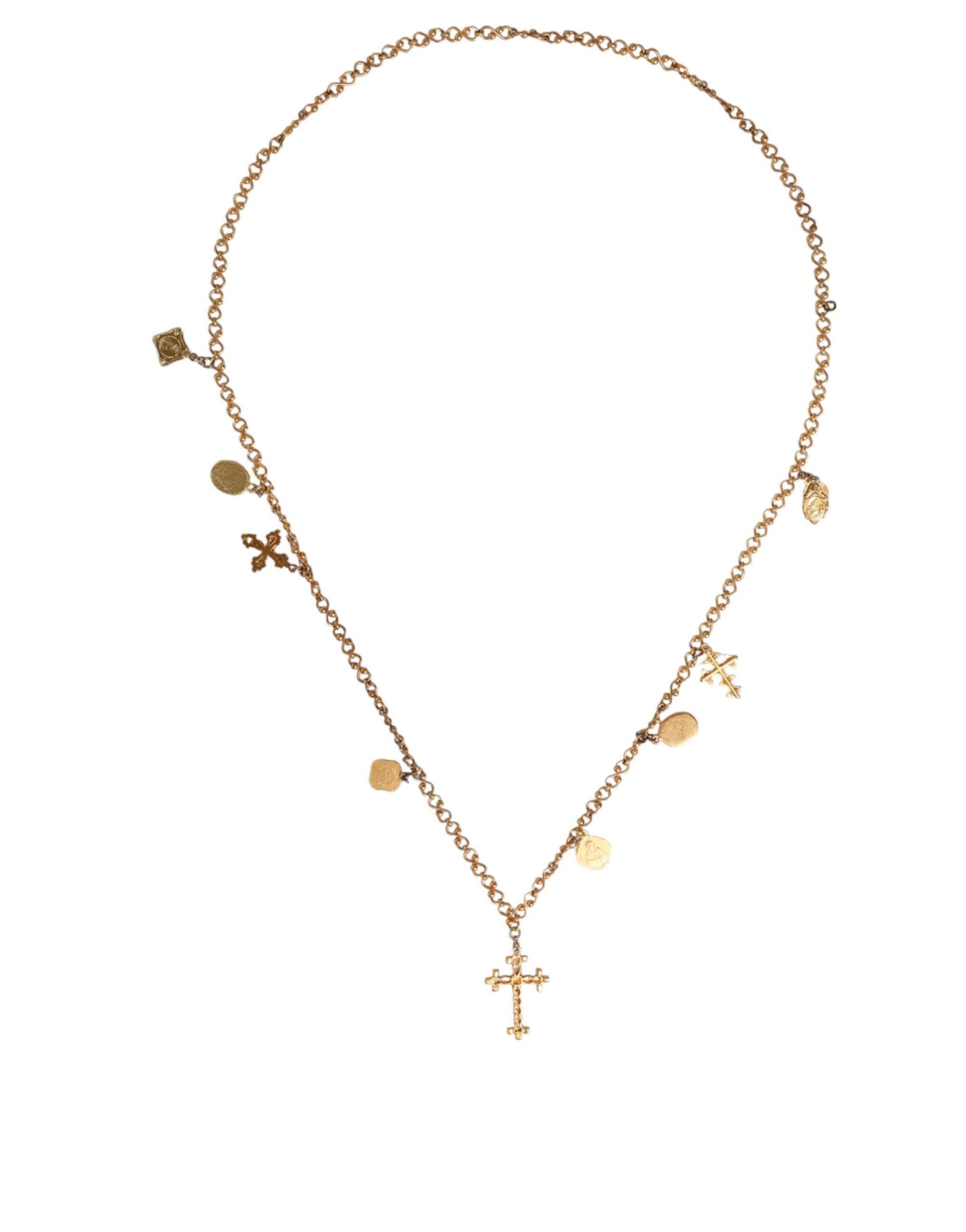 Collier Dolce & Gabbana avec pendentif croix religieuse en laiton doré
