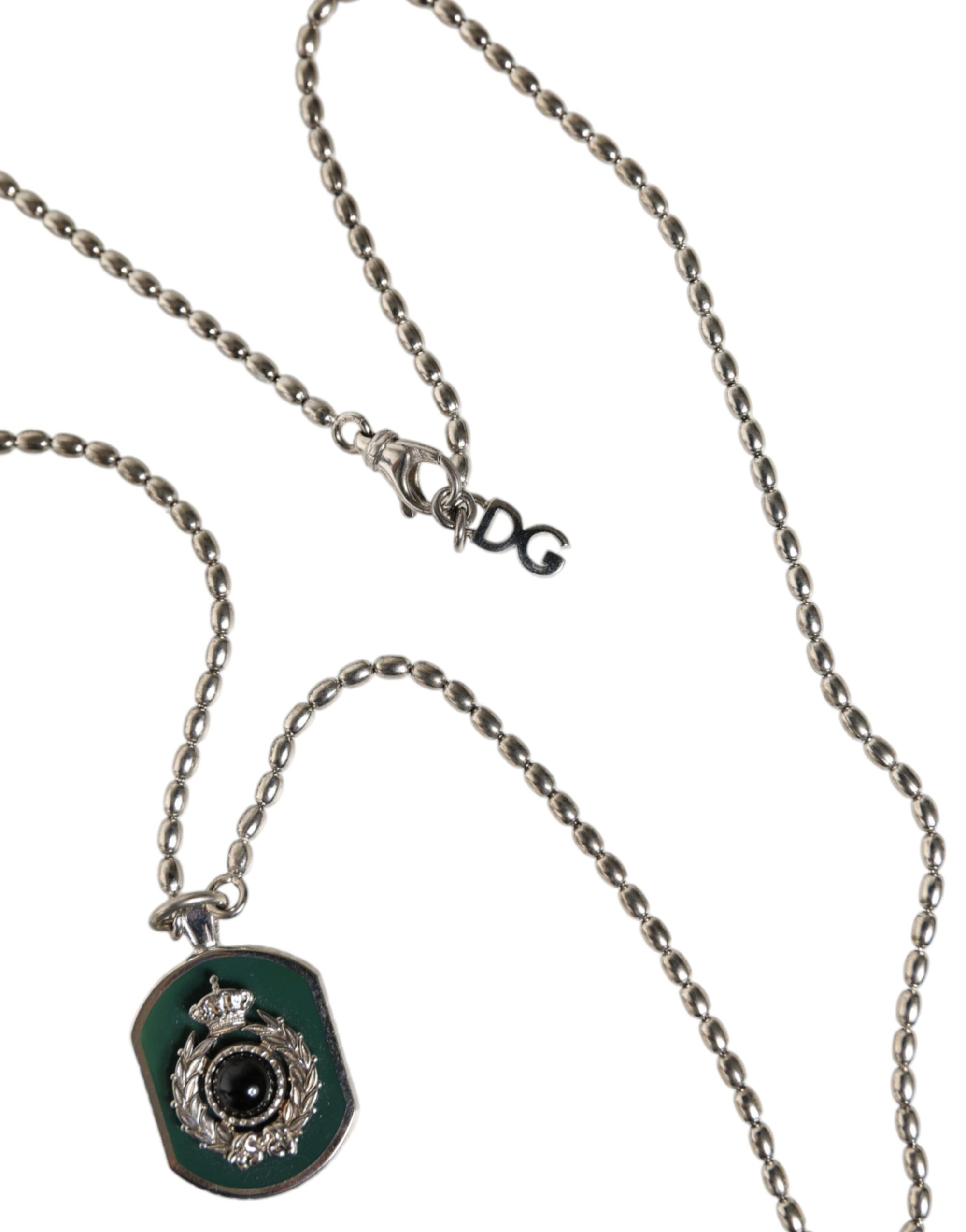 Collier Dolce &amp; Gabbana en argent sterling 925 avec pendentif en forme de barre et logo