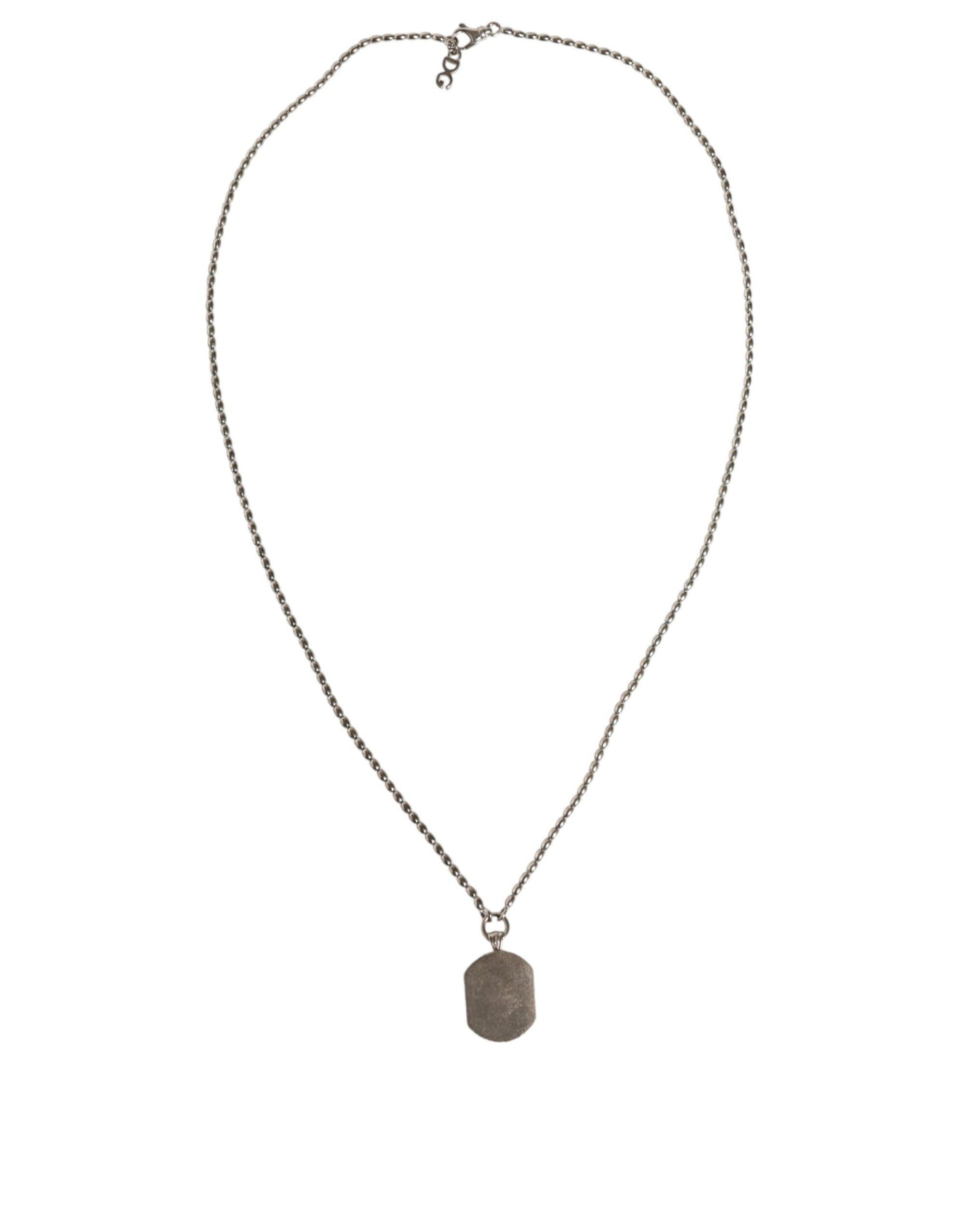 Collier Dolce &amp; Gabbana en argent sterling 925 avec pendentif en forme de barre et logo