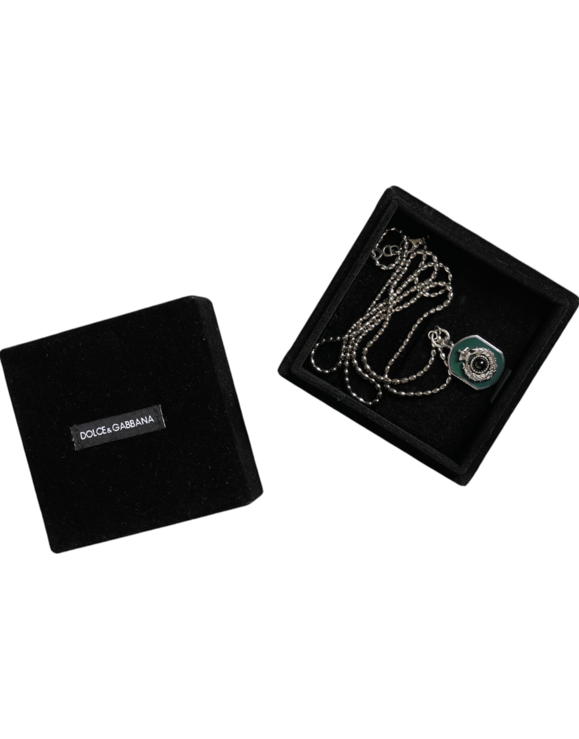 Collier Dolce &amp; Gabbana en argent sterling 925 avec pendentif en forme de barre et logo