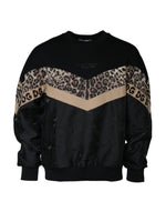 Dolce &amp; Gabbana Black Leopard Crew Neck Sweatshirt Sweater