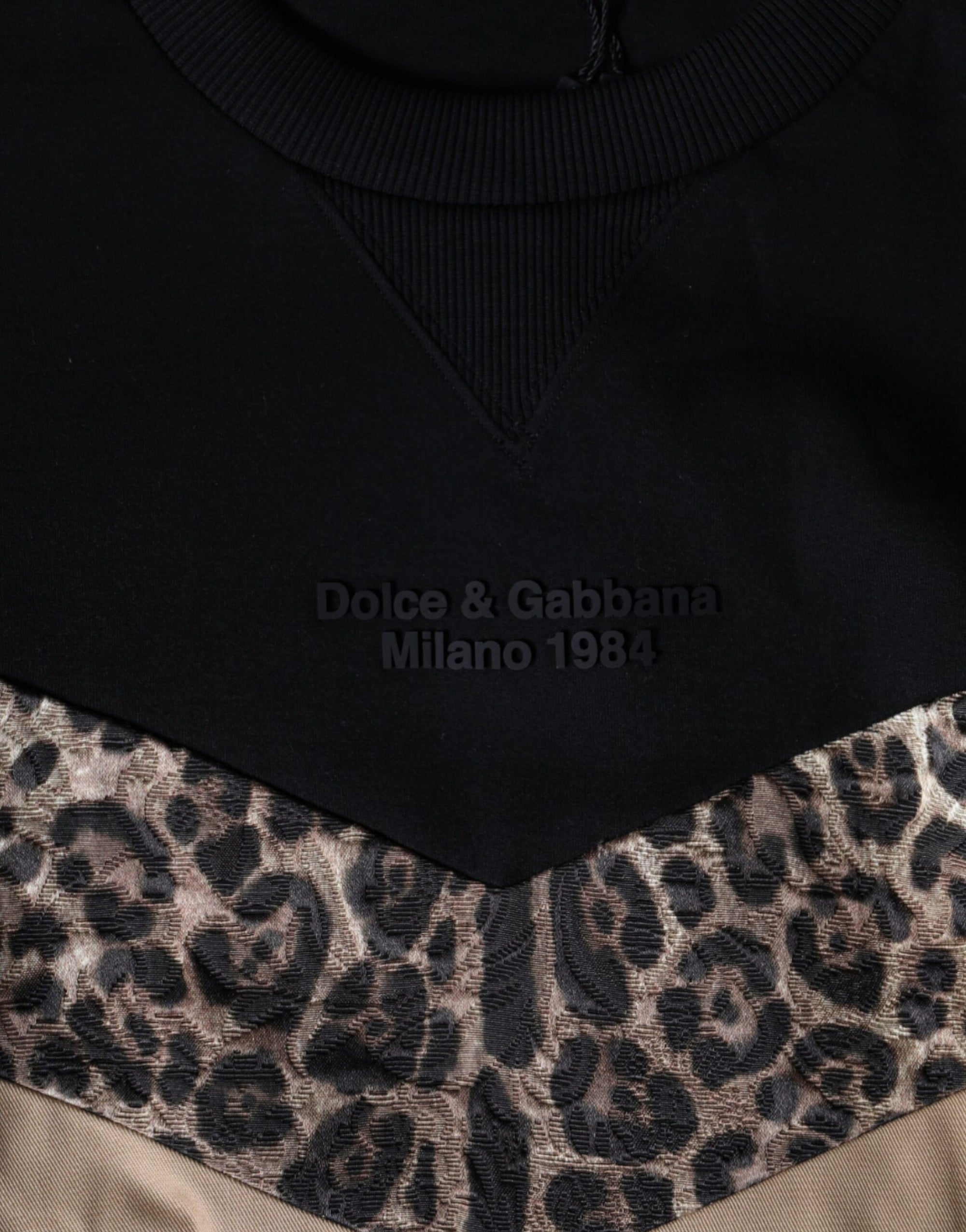 Dolce &amp; Gabbana Black Leopard Crew Neck Sweatshirt Sweater