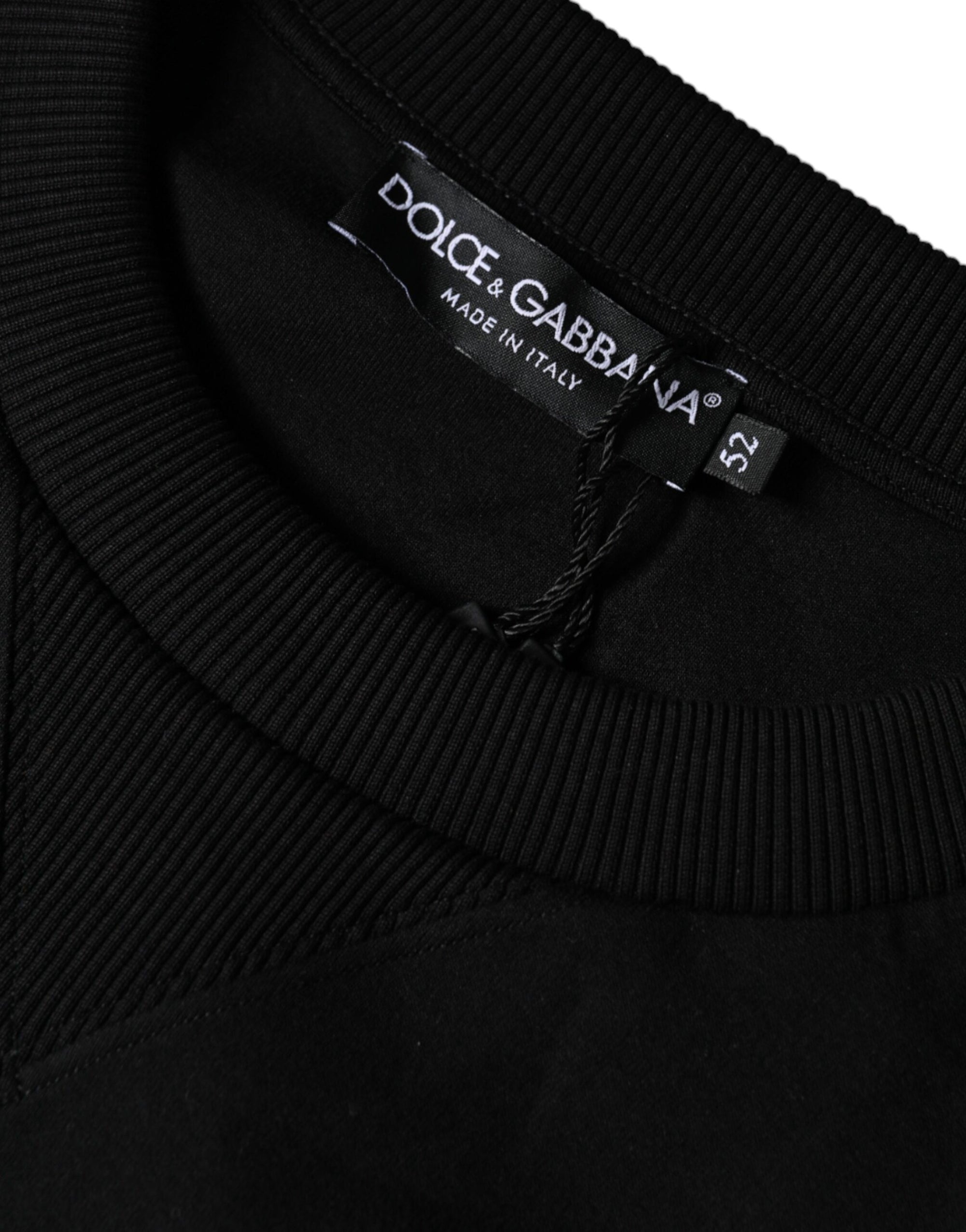Dolce &amp; Gabbana Black Leopard Crew Neck Sweatshirt Sweater