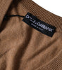 Dolce &amp; Gabbana Brown Cashmere Knit V-neck Pullover Sweater
