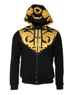 Sweat à capuche zippé en coton noir à imprimé Medusa Versace