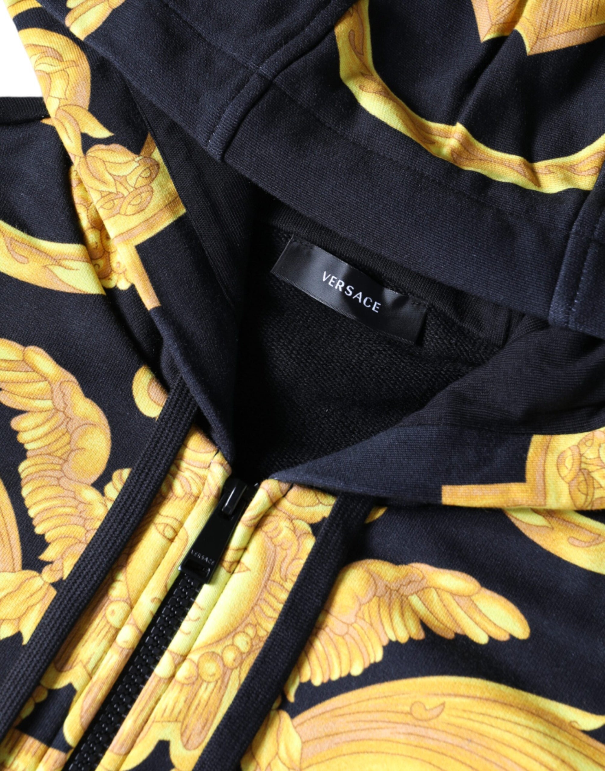 Sweat à capuche zippé en coton noir à imprimé Medusa Versace