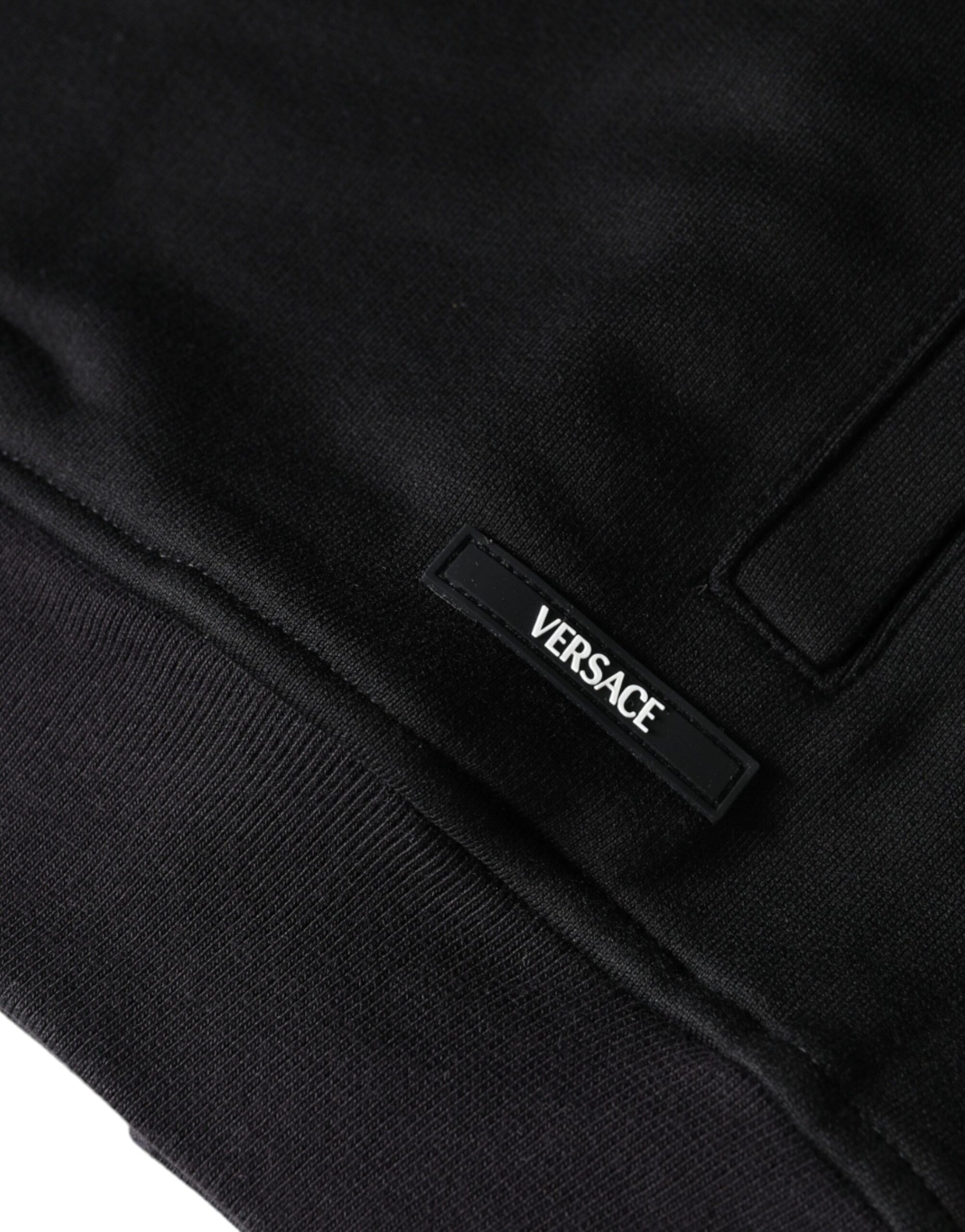 Sweat à capuche zippé en coton noir à imprimé Medusa Versace