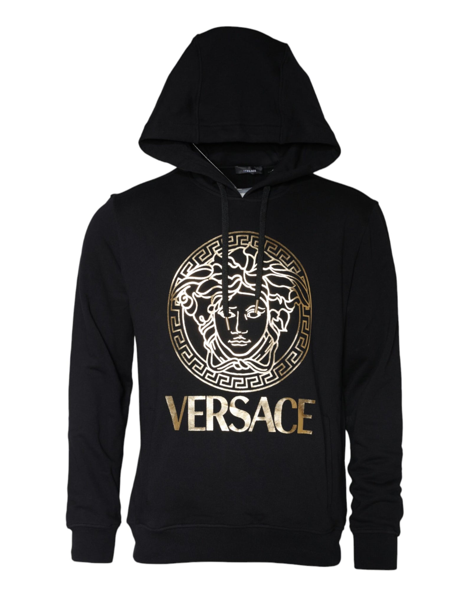 Sweat à capuche en coton noir à imprimé Medusa Versace