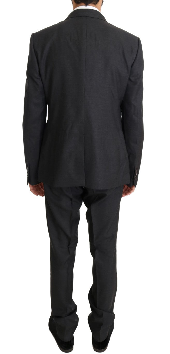 Costume croisé gris élégant en laine et soie Dolce &amp; Gabbana