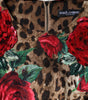 Dolce & Gabbana Brown Leopard Red Roses Cotton A-line Dress