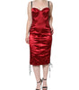 Dolce & Gabbana Red Bustier Corset Lace Bodycon Midi Dress