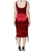 Dolce & Gabbana Red Bustier Corset Lace Bodycon Midi Dress