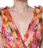 Dolce & Gabbana Multicolor Floral Sleeveless V-neck Midi Dress