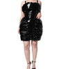 Dolce & Gabbana Black Polyester Ruched Coated Mini Dress