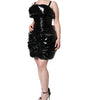 Dolce & Gabbana Black Polyester Ruched Coated Mini Dress