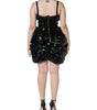 Dolce & Gabbana Black Polyester Ruched Coated Mini Dress