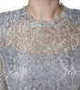 Dolce & Gabbana Silver Floral Lace Bodycon Sheath Midi Dress