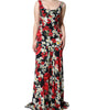 Dolce & Gabbana Black Floral Silk Sleeveless Long Gown Dress