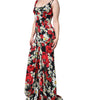 Dolce & Gabbana Black Floral Silk Sleeveless Long Gown Dress