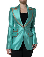 Veste blazer à simple boutonnage vert métallisé Dolce & Gabbana