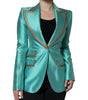Veste blazer à simple boutonnage vert métallisé Dolce & Gabbana