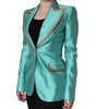 Veste blazer à simple boutonnage vert métallisé Dolce & Gabbana