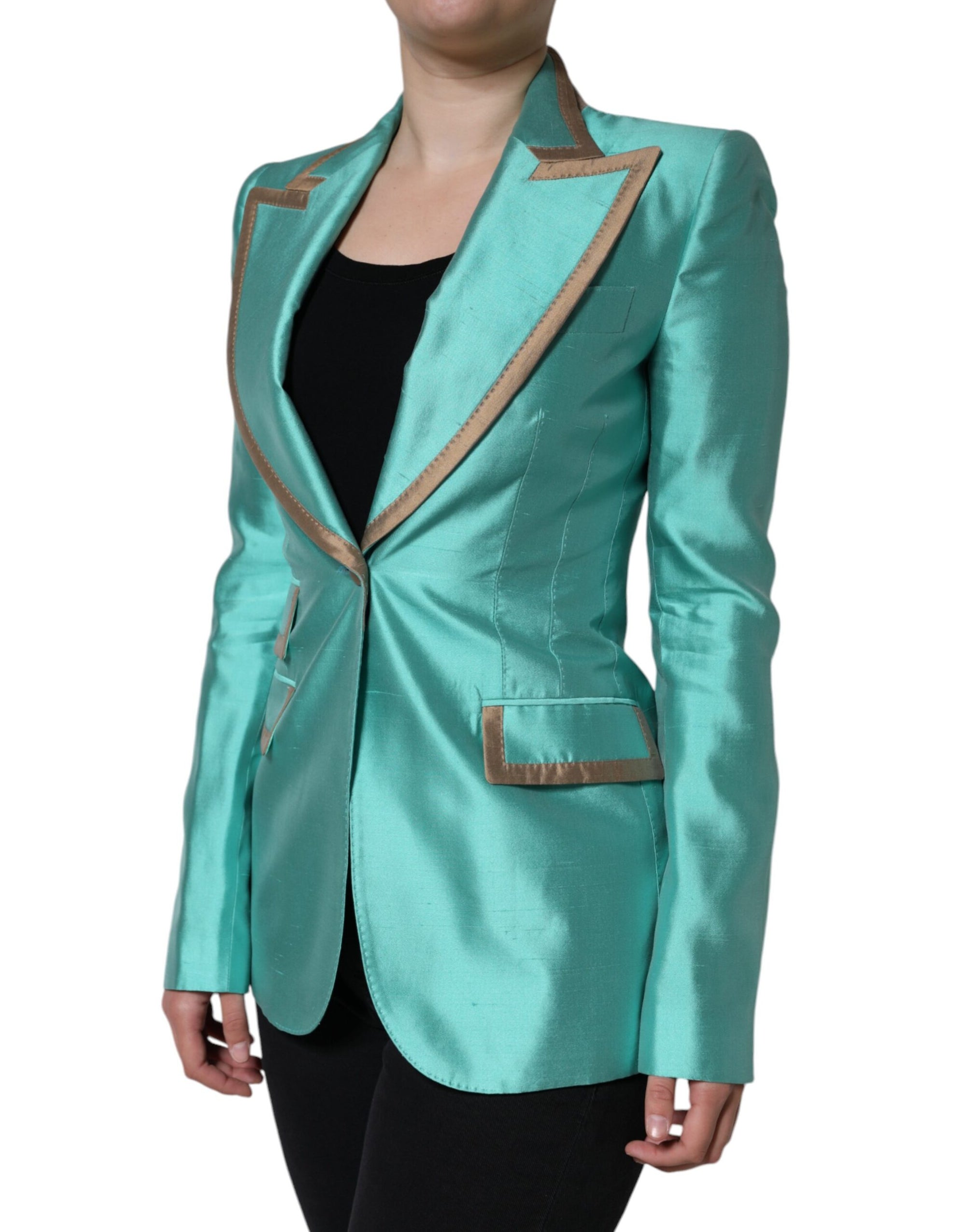 Veste blazer à simple boutonnage vert métallisé Dolce & Gabbana
