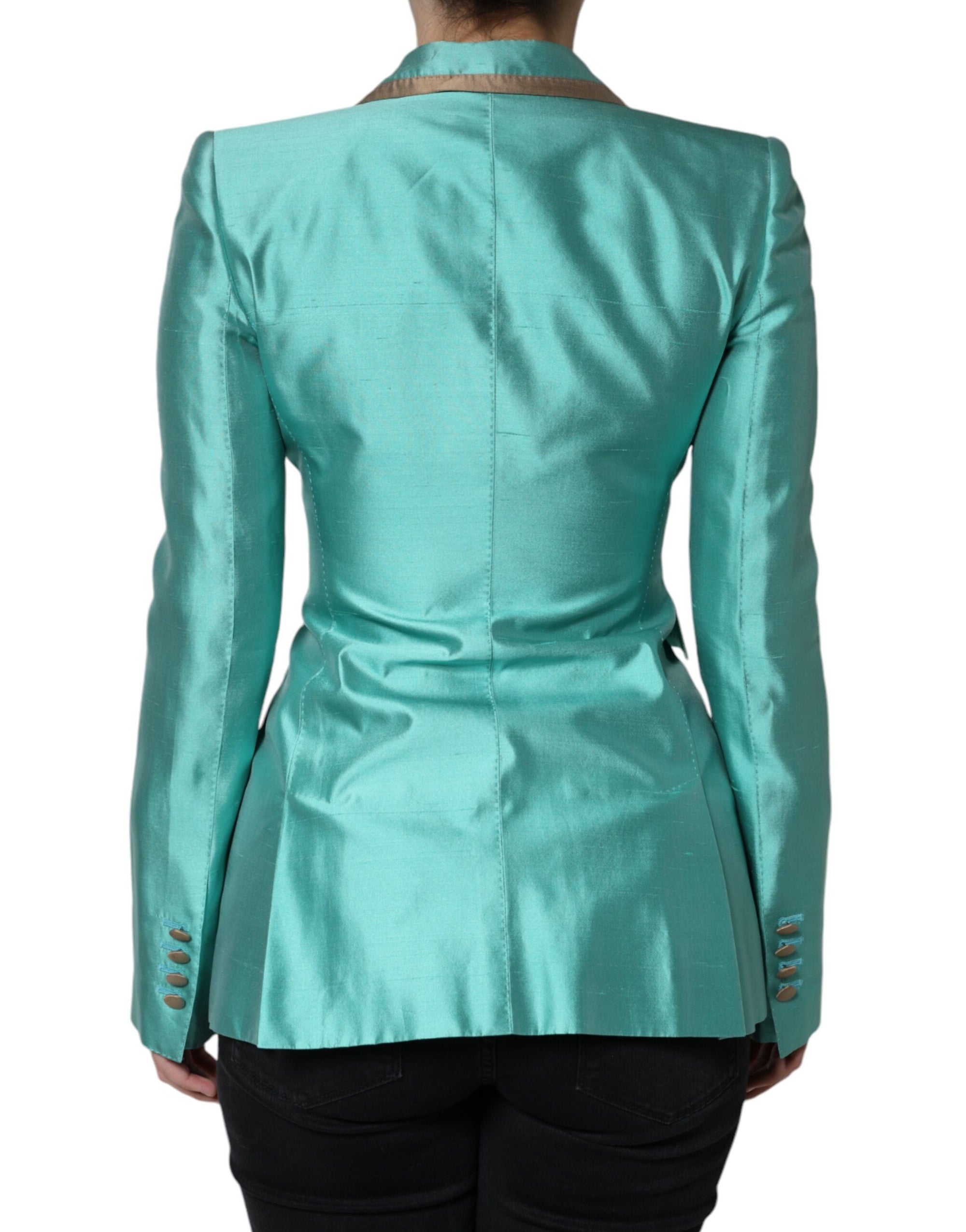 Veste blazer à simple boutonnage vert métallisé Dolce & Gabbana