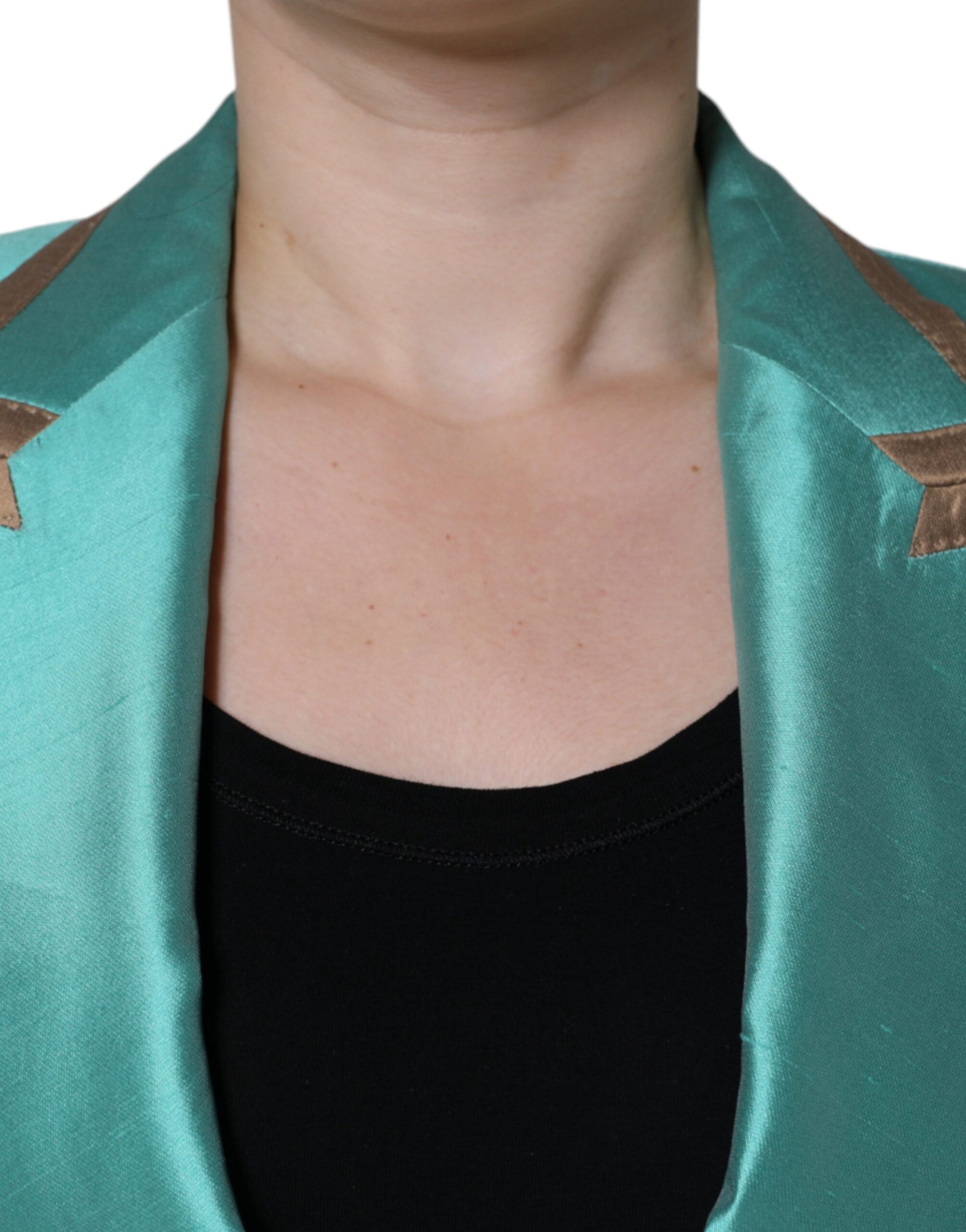 Veste blazer à simple boutonnage vert métallisé Dolce & Gabbana