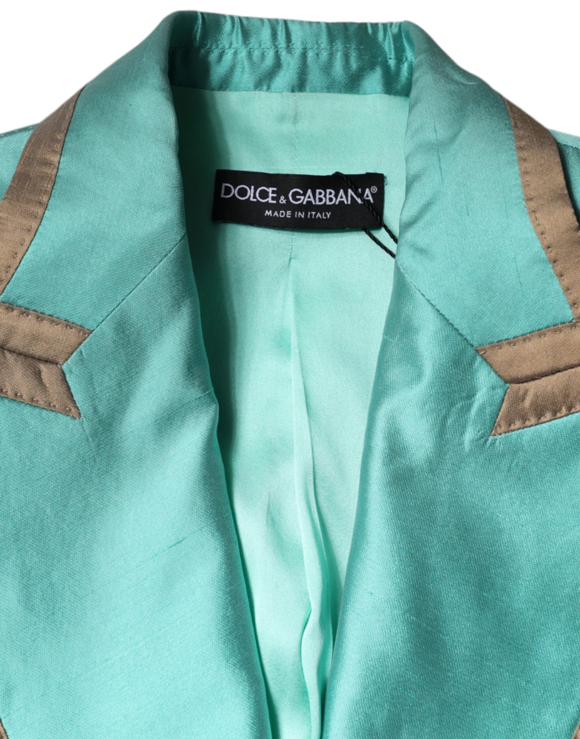 Veste blazer à simple boutonnage vert métallisé Dolce & Gabbana