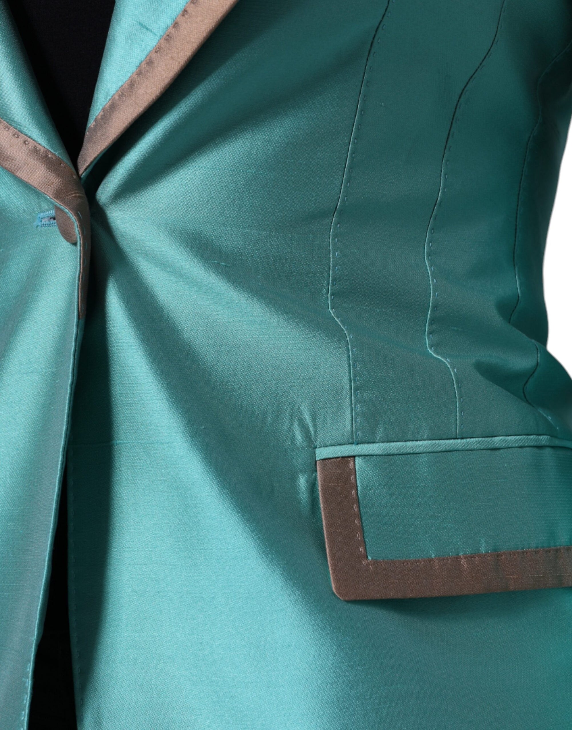 Veste blazer à simple boutonnage vert métallisé Dolce & Gabbana