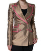 Dolce & Gabbana Metallic Brown Double Breasted Blazer Jacket