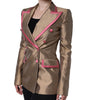 Dolce & Gabbana Metallic Brown Double Breasted Blazer Jacket