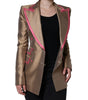 Dolce & Gabbana Metallic Brown Double Breasted Blazer Jacket