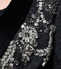 Dolce & Gabbana Black Jacquard Crystal Floral Jacket Blazer