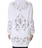 Dolce & Gabbana White Viscose Floral Cut Out Cardigan Sweater