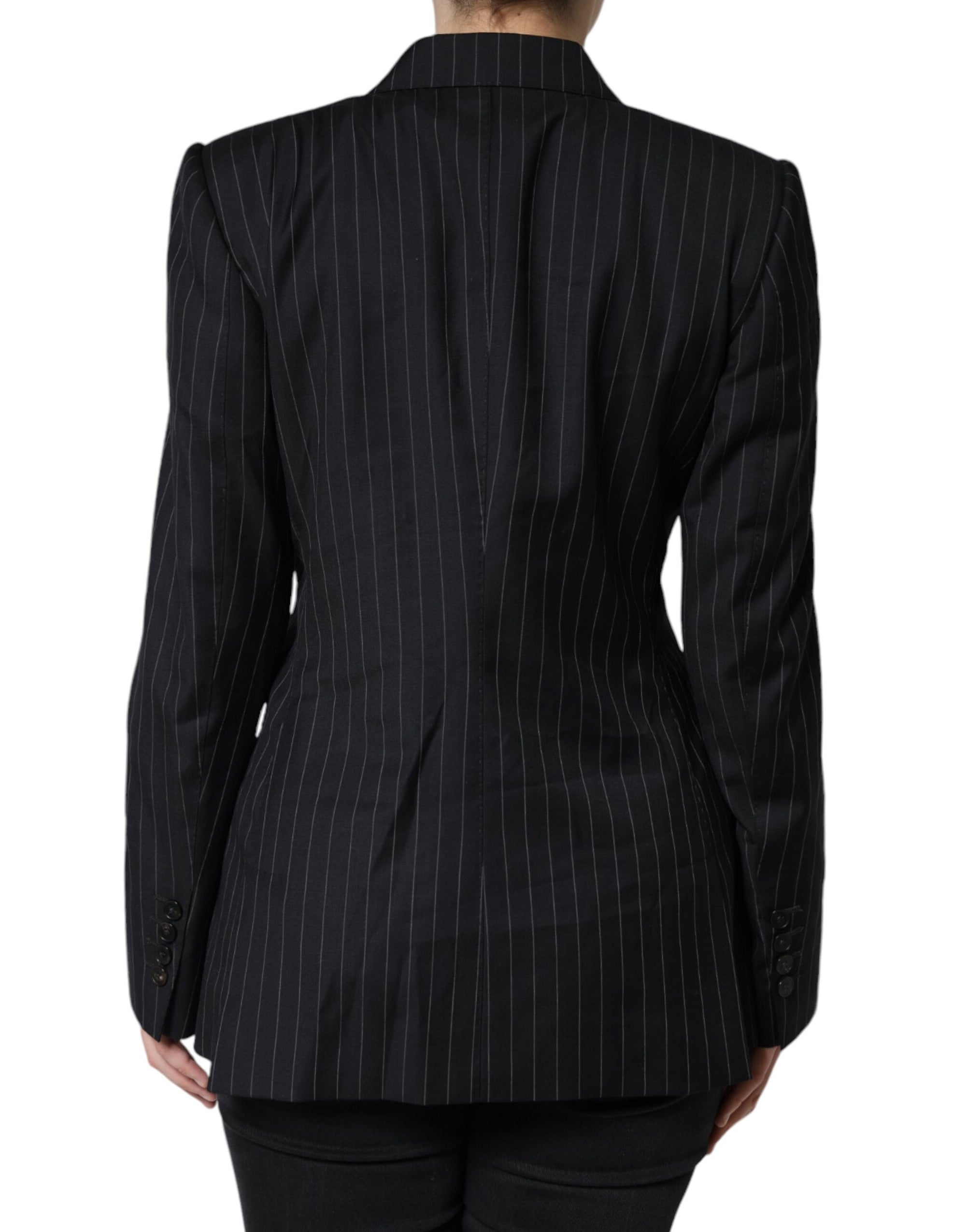 Dolce & Gabbana Veste manteau croisée à rayures noires