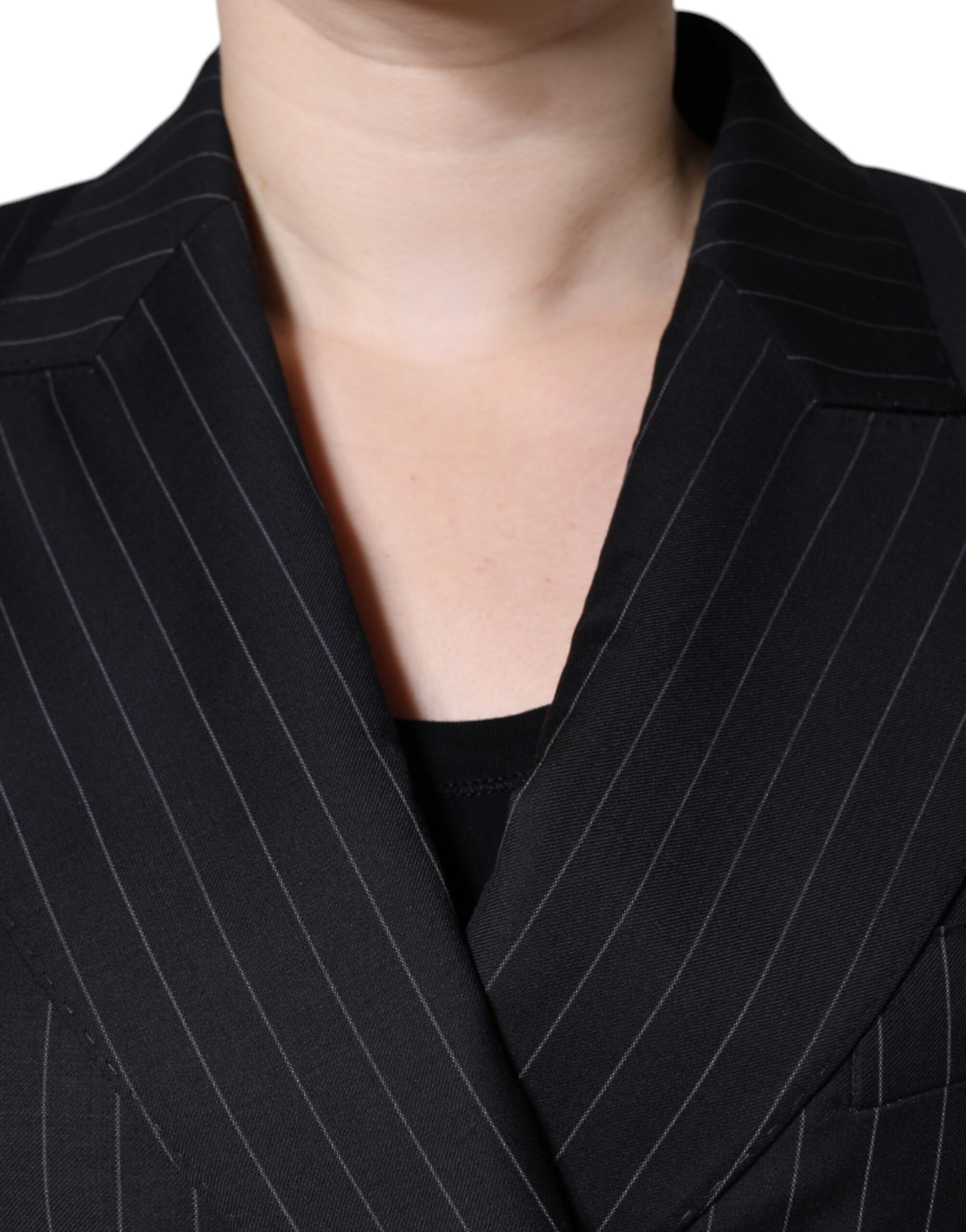 Dolce & Gabbana Veste manteau croisée à rayures noires
