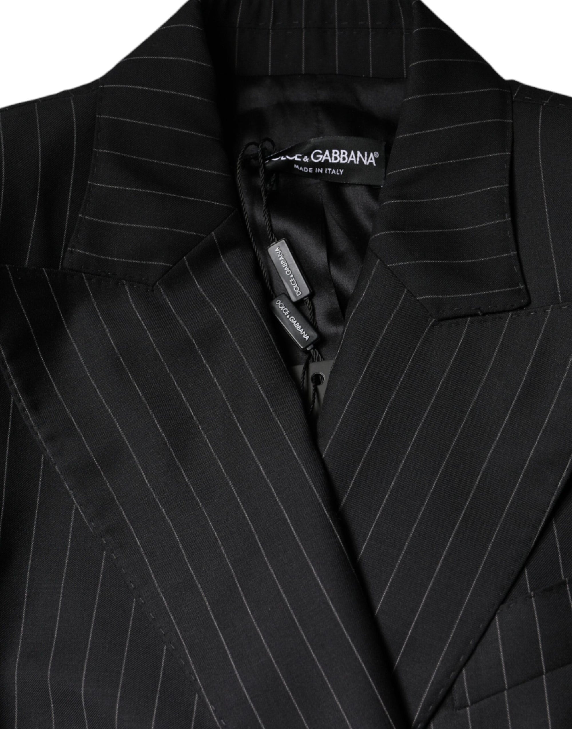 Dolce & Gabbana Veste manteau croisée à rayures noires