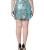 Dolce & Gabbana Blue Floral Brocade High Waist Mini Skirt
