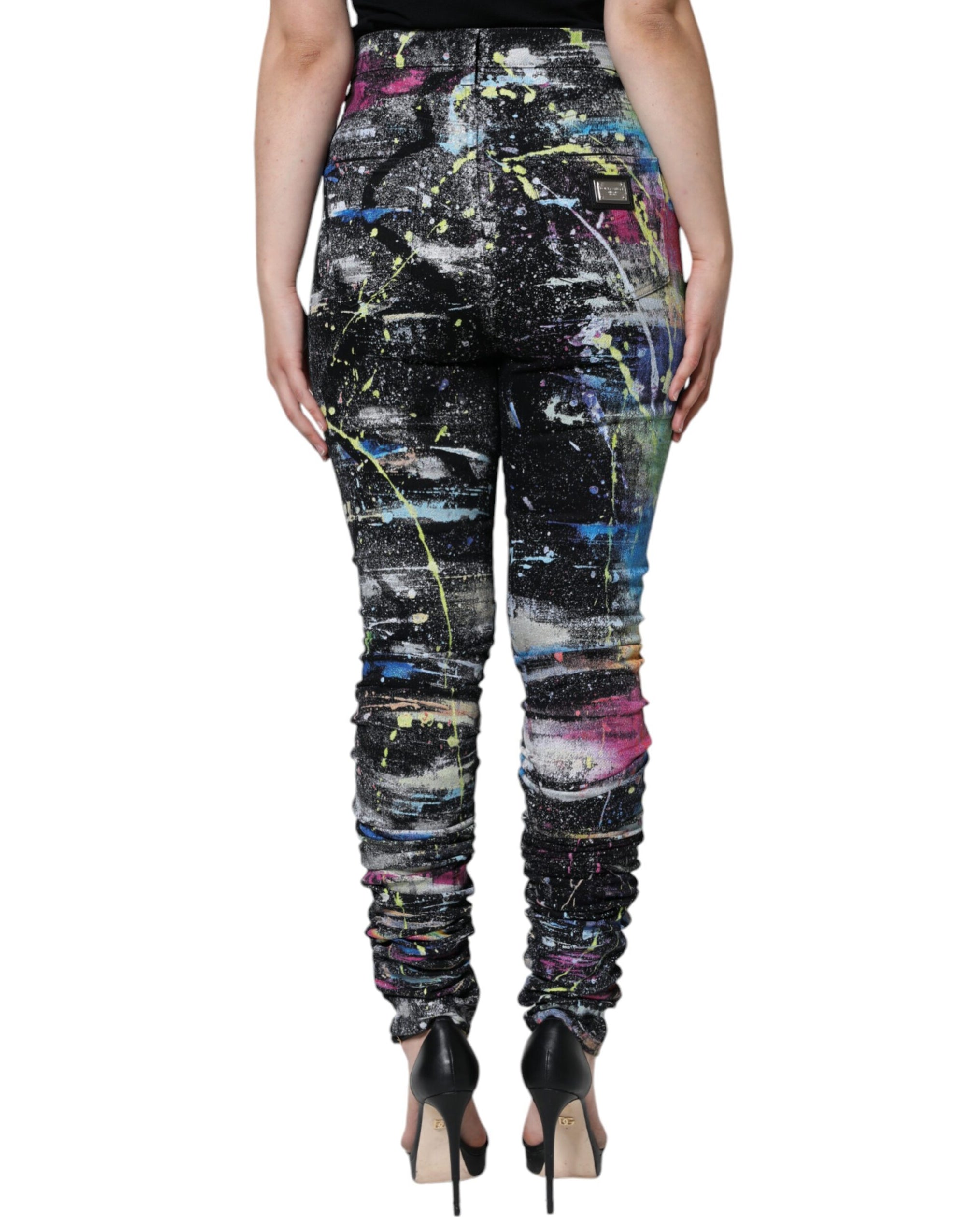 Dolce &amp; Gabbana Multicolor Splatter Paint Cotton Skinny Denim Jeans