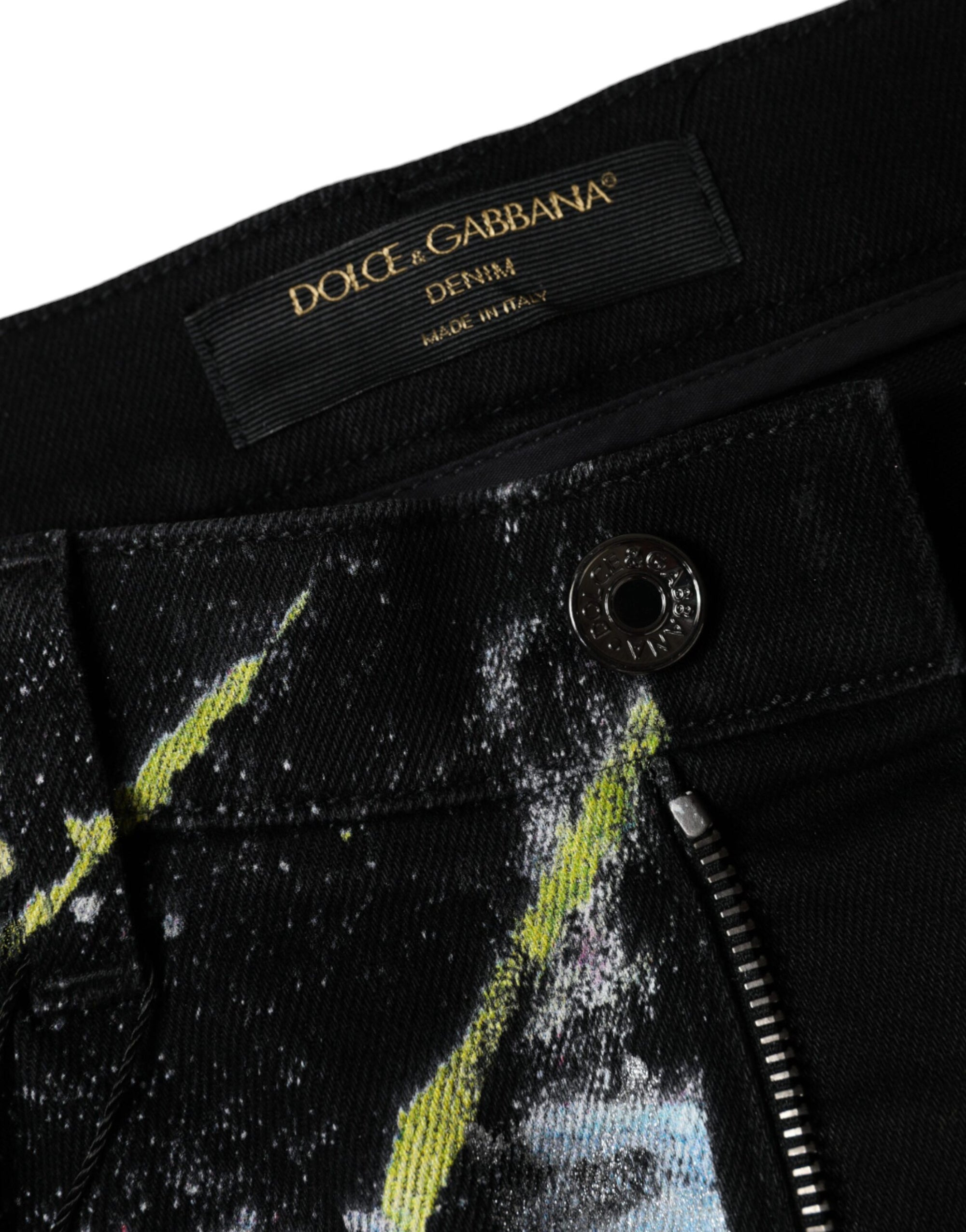 Dolce &amp; Gabbana Multicolor Splatter Paint Cotton Skinny Denim Jeans
