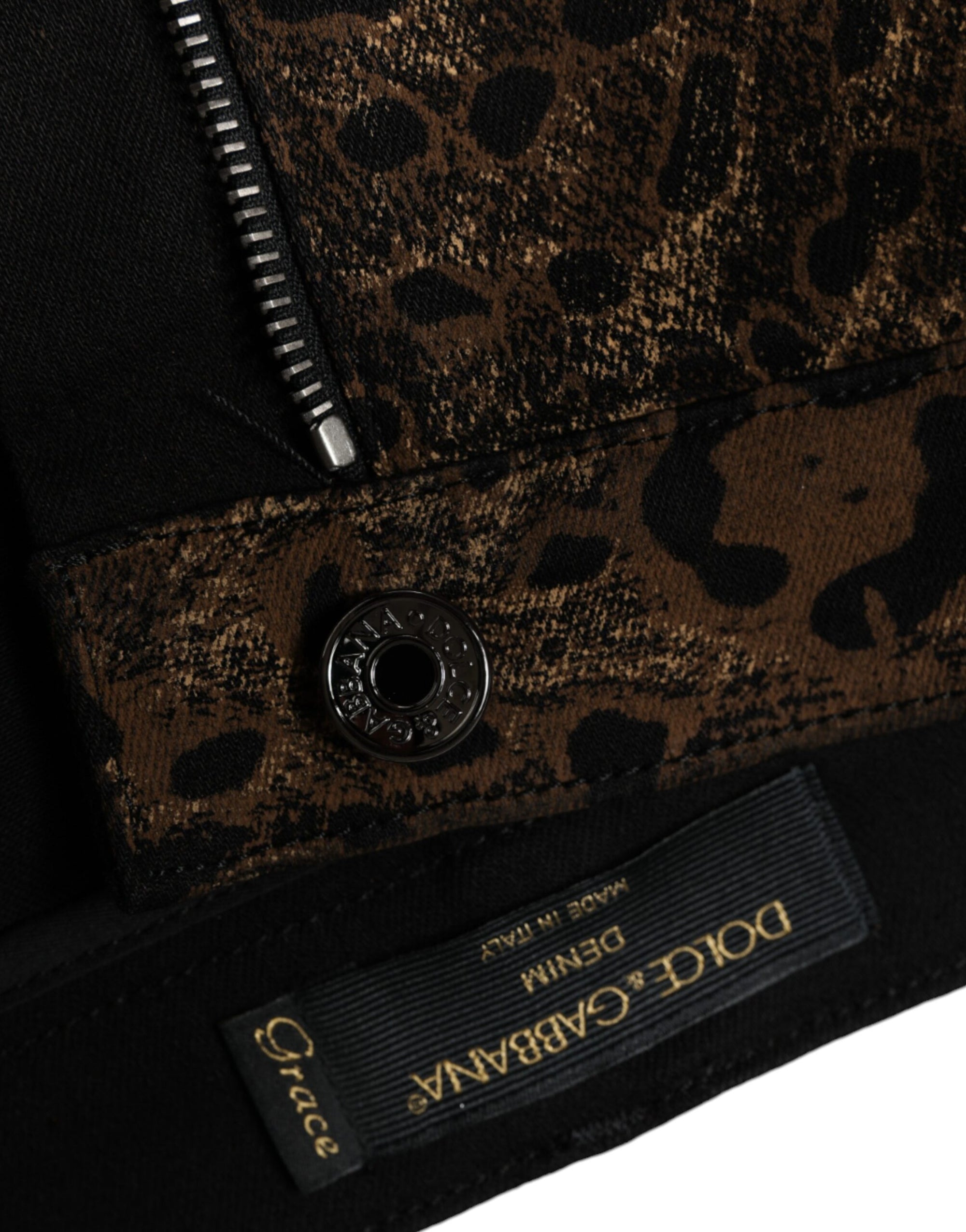 Dolce &amp; Gabbana Brown Leopard Cotton Skinny Denim Jeans
