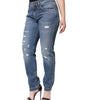 Dolce &amp; Gabbana Blue Cotton Tattered Boyfriend Denim Jeans