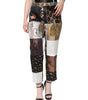 Dolce &amp; Gabbana Multicolor Patchwork Jacquard High Waist Pants