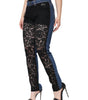 Dolce &amp; Gabbana Black Floral Lace Front Skinny Denim Jeans